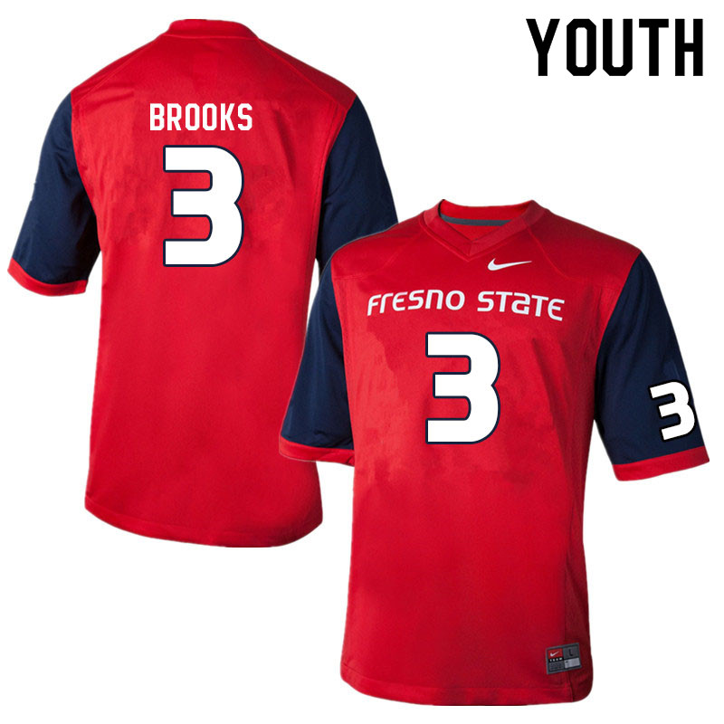 Youth #3 Erik Brooks Fresno State Bulldogs College Football Jerseys Sale-Red - Click Image to Close